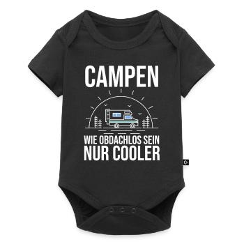 Wohnmobil Wohnwagen Camping Camper - Baby Premium Kurzarmbody - Schwarz - Vorne