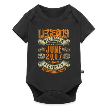 2007 Juni Geburtstag Legende - Baby Premium Kurzarmbody - Schwarz - Vorne