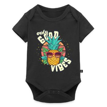 Only Good Vibes: Good Life Ananas mit Sonnenbrille - Baby Premium short-sleeve bodysuit - black - Front