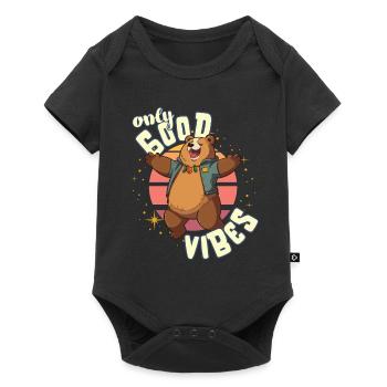 Only Good Vibes: Good Life Cartoon Bär Umarmung - Baby Premium short-sleeve bodysuit - black - Front