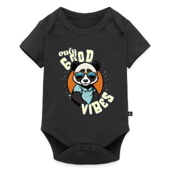 Only Good Vibes: Good Life Panda with Sunglasses - Baby Premium short-sleeve bodysuit - black - Front