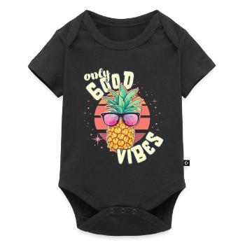 Only Good Vibes: Good Life Ananas mit Sonnenbrille - Baby Premium short-sleeve bodysuit - black - Front