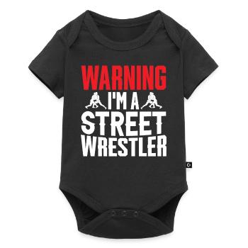 Attention: Je suis un combattant de rue - Body à manches courtes Premium Bébé - noir - Devant