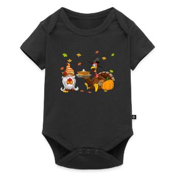 Happy Thanksgiving Turkey Gnome Pumpkin Autumn - Baby Premium short-sleeve bodysuit - black - Front