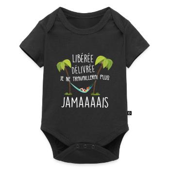 Femme Retraitée Idée Cadeau Femme Humour Retraite - Body à manches courtes Premium Bébé - noir - Devant