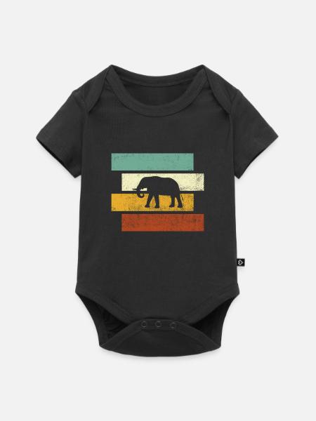 Elefant Retro - Baby Premium Kurzarmbody - Schwarz