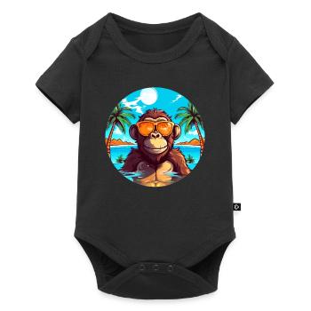 Affen am Strand: Einzigartiges Sommervergnügen - Baby Premium Kurzarmbody - Schwarz - Vorne