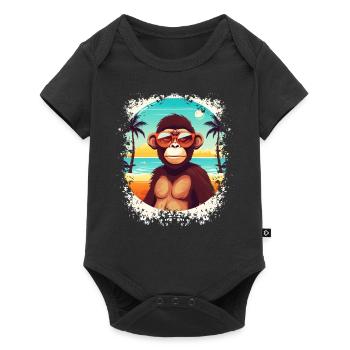 Beach Breeze et Monkey Ease: Cool Summer Fun - Body à manches courtes Premium Bébé - noir - Devant