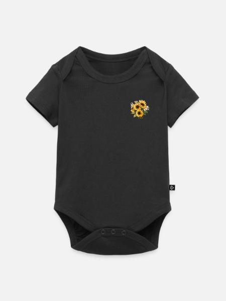 Cool Patch Tournesol Fleurs Jaunes Humour Floral - Body à manches courtes Premium Bébé - noir