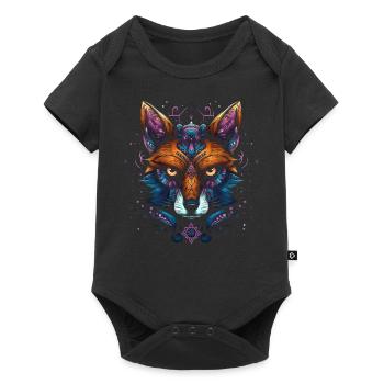 Fuchs Tierliebhaber Geschenk Wildtier Tier Motiv - Baby Premium Kurzarmbody - Schwarz - Vorne