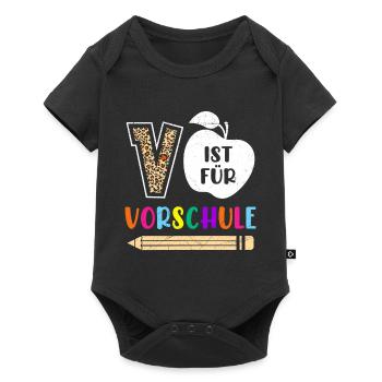 Vorschulkinder V ist für Vorschule Kleinkind - Baby Premium Kurzarmbody - Schwarz - Vorne