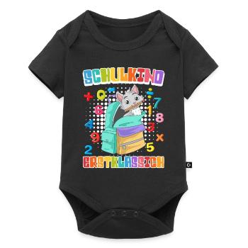 Schulkind Erstklassich Katzenfans Einschulung - Baby Premium Kurzarmbody - Schwarz - Vorne
