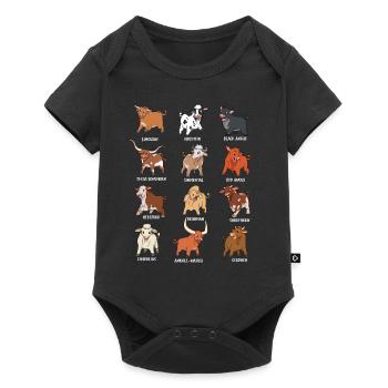 Verschiedene Kawaii Kühe - Baby Premium Kurzarmbody - Schwarz - Vorne