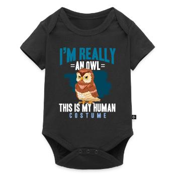 Ceci est mon costume humain Owl Lover nocturne - Body à manches courtes Premium Bébé - noir - Devant