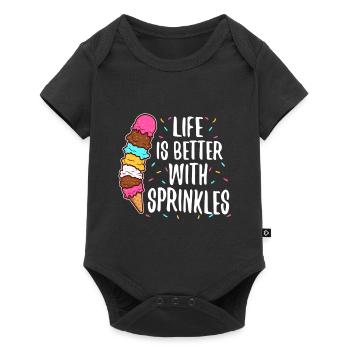 Life Is Better With Sprinkles - Baby Premium Kurzarmbody - Schwarz - Vorne