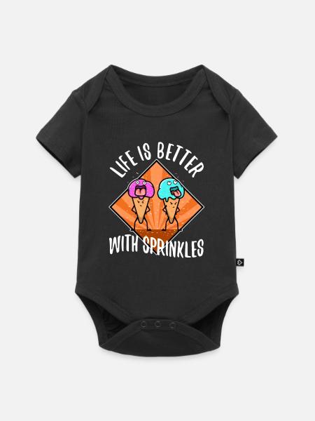 Life Is Better With Sprinkles - Baby Premium Kurzarmbody - Schwarz
