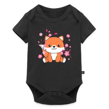 Renard animaux mignons pour enfants kawaii - Body à manches courtes Premium Bébé - noir - Devant