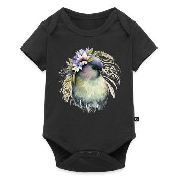 Mignon Kiwi Oiseau Fleur Couronne Floral Oiseaux Exotiques - Body à manches courtes Premium Bébé - noir - Devant