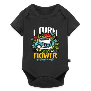 Fleuriste Je transforme le café en bouquet de fleurs Fleuristes - Body à manches courtes Premium Bébé - noir - Devant