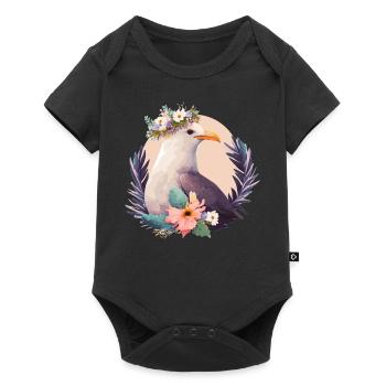 Cute Seagull Bird Flower Crown Floral Birds - Baby Premium short-sleeve bodysuit - black - Front