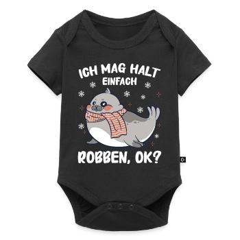 Robbe Robben Seerobbe Seelöwe Tier Seehund - Baby Premium Kurzarmbody - Schwarz - Vorne