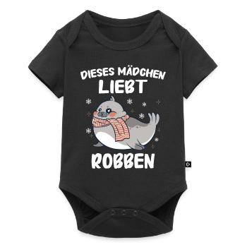 Robbe Robben Seerobbe Seelöwe Tier Seehund - Baby Premium Kurzarmbody - Schwarz - Vorne