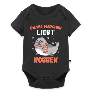 Robbe Robben Seerobbe Seelöwe Tier Seehund - Baby Premium Kurzarmbody - Schwarz - Vorne