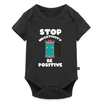 Arrêtez la négativité - soyez positif - Body à manches courtes Premium Bébé - noir - Devant