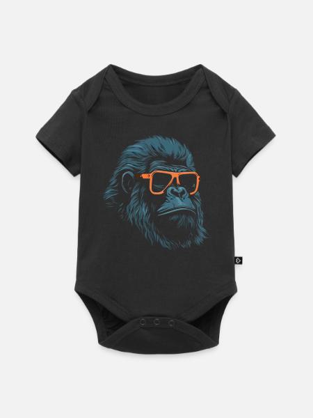 Gorilla Sonnenbrille - Baby Premium Kurzarmbody - Schwarz