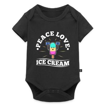 Peace Love Ice Cream - Baby Premium Kurzarmbody - Schwarz - Vorne