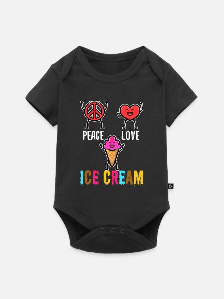 Peace Love Ice Cream - Baby Premium Kurzarmbody - Schwarz