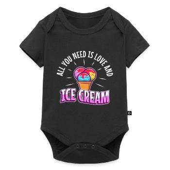 All you need is love and ice cream - Baby Premium Kurzarmbody - Schwarz - Vorne