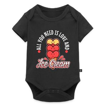 All you need is love and ice cream - Baby Premium Kurzarmbody - Schwarz - Vorne