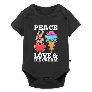 Peace Love Ice Cream - Baby Premium Kurzarmbody - Schwarz - Vorne