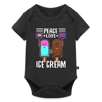 Peace Love Ice Cream - Baby Premium Kurzarmbody - Schwarz - Vorne