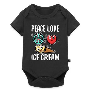 Peace Love Ice Cream - Baby Premium Kurzarmbody - Schwarz - Vorne
