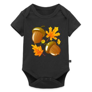 Autumn Leaves Acorns Fall Lover Thanksgiving - Baby Premium short-sleeve bodysuit - black - Front