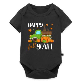 Happy Fall Y'all Doberman Riding Truck Pumpkin - Baby Premium short-sleeve bodysuit - black - Front