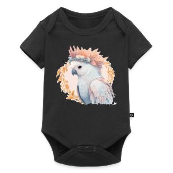 Cute Watercolor Cockatoo Parrot Bird Flower Crown - Baby Premium Kurzarmbody - Schwarz - Vorne