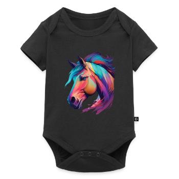 Tête de cheval de poney belle œuvre d’art pour les cavaliers - Body à manches courtes Premium Bébé - noir - Devant