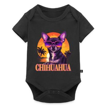 Chihuahua Hund Hunderasse - Baby Premium Kurzarmbody - Schwarz - Vorne