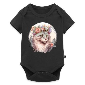 Cute Ragamuffin Cat Flower Crown Cats Pet Kitten - Baby Premium short-sleeve bodysuit - black - Front