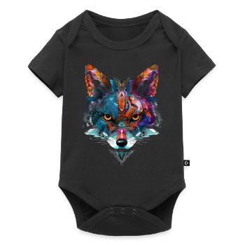 Fuchs Tierliebhaber Geschenk Wildtier Tier Motiv - Baby Premium Kurzarmbody - Schwarz - Vorne
