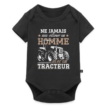 Ne Jamais Sous-Estimer Un Homme Avec Un Tracteur - Body à manches courtes Premium Bébé - noir - Devant