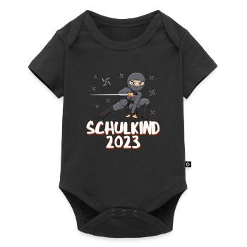 Schulkind 2023 Ninja - Baby Premium Kurzarmbody - Schwarz - Vorne