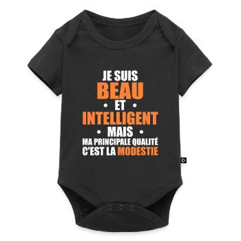 Je Suis Beau et Intelligent Mais ma Principale... - Body à manches courtes Premium Bébé - noir - Devant