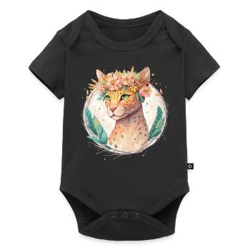 Mignon Ocicat Cat Fleur Couronne Chats Chaton Pet Chaton - Body à manches courtes Premium Bébé - noir - Devant