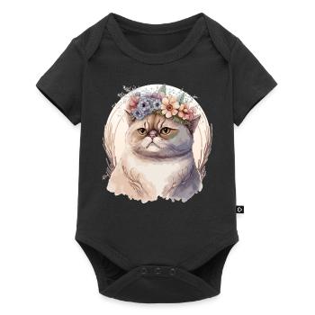 Cute Exotic Shorthair Cat Flower Crown Cats Pet Ki - Baby Premium short-sleeve bodysuit - black - Front