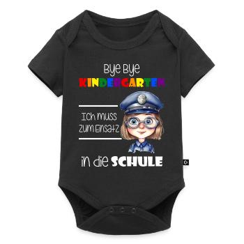 Bye Bye Kindergarten - Einschulung Polizistin - Baby Premium Kurzarmbody - Schwarz - Vorne