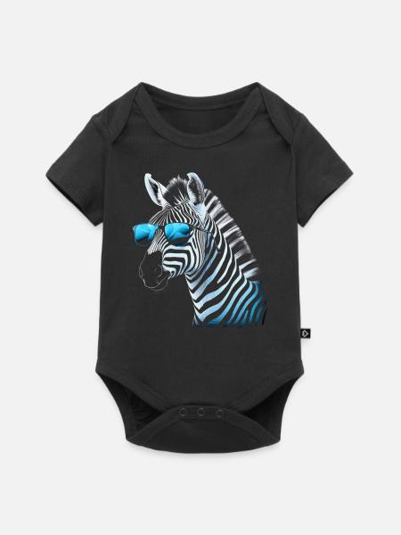 Kühle Zebra Sonnenbrille - Baby Premium Kurzarmbody - Schwarz